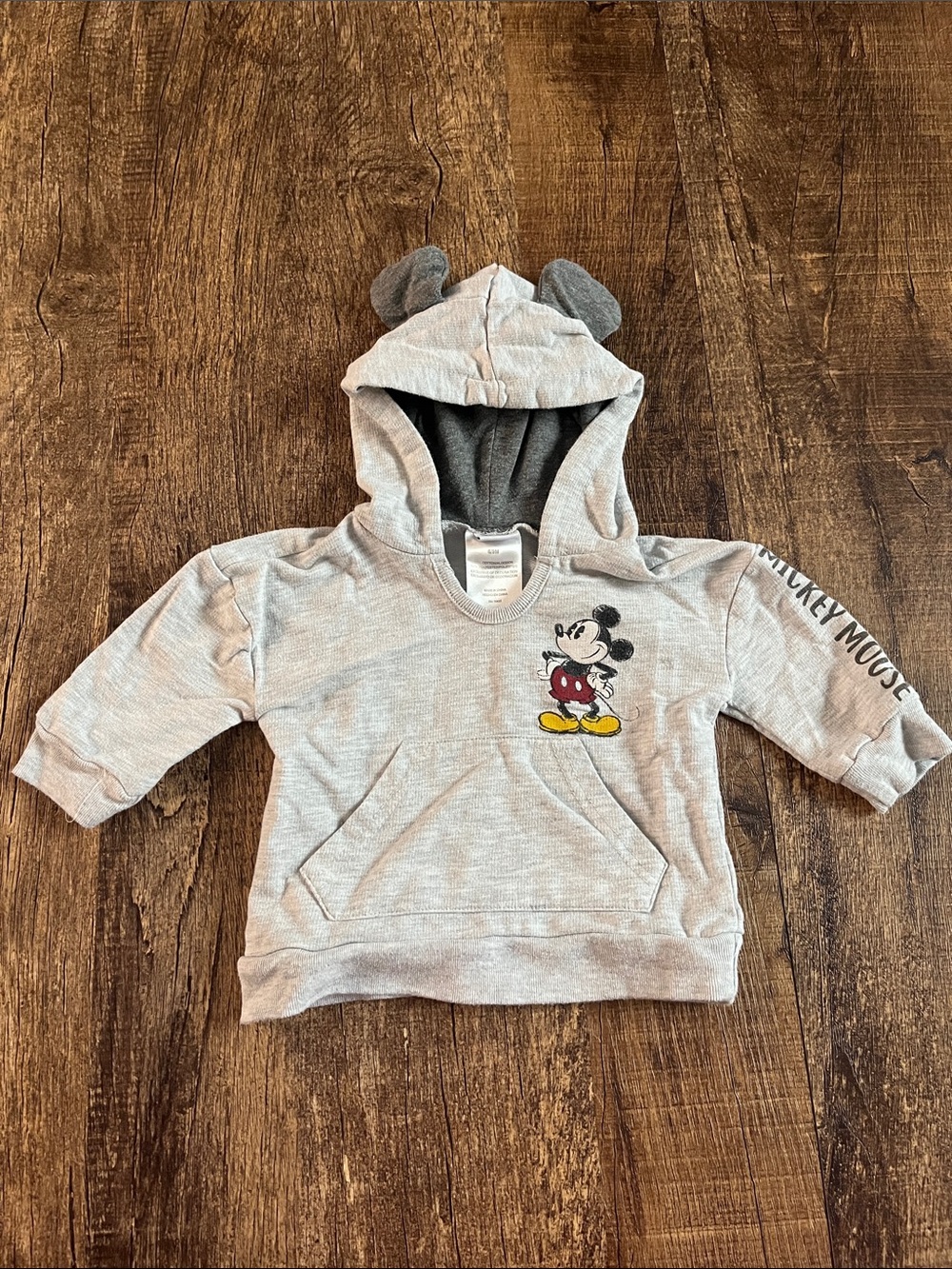 Disney Light Gray Mickey Mouse Hoodie with Ear Hood